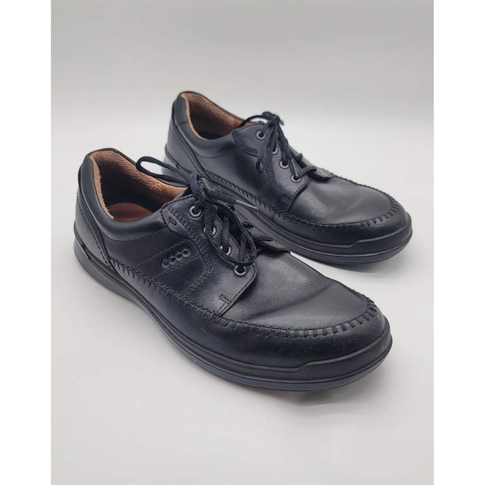 ECCO Mens 46/12 Black Leather Oxford Comfort Walking Shoes Lace Up